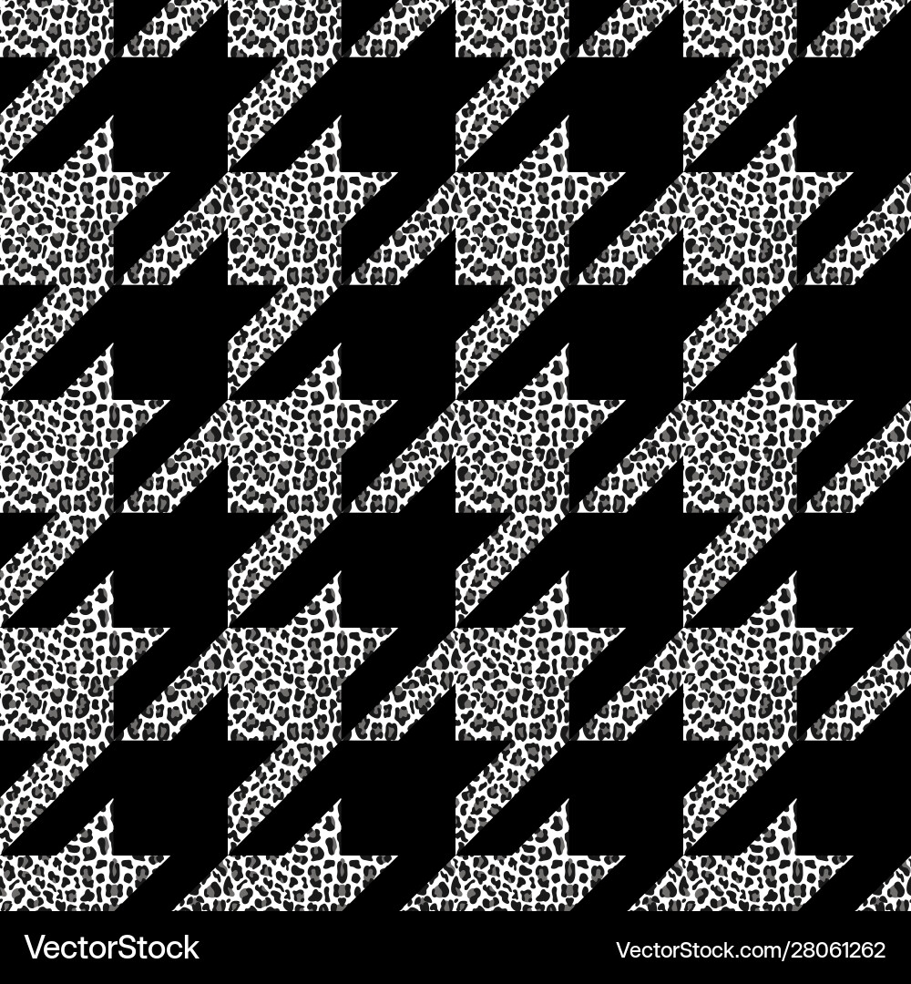 Houndstooth & Leopard Print Pattern vector image