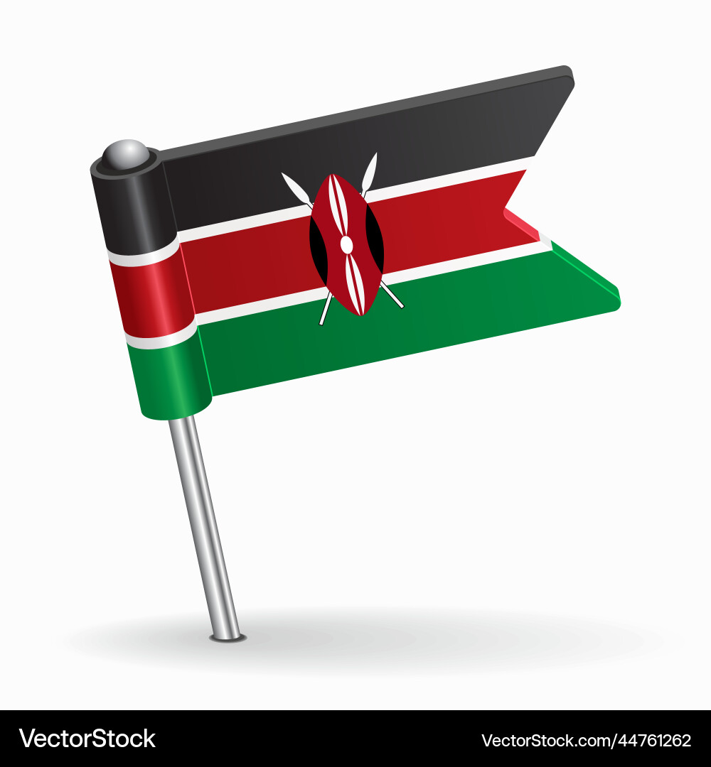Kenyan Flag Pointer Map vector image
