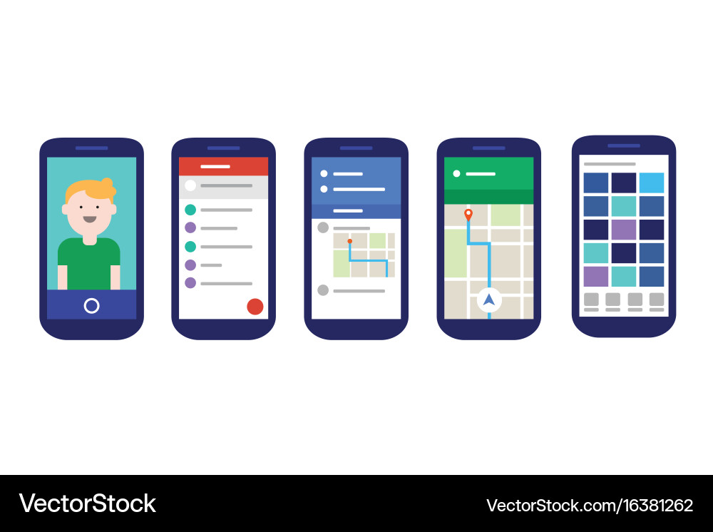 Mobile apps user interface with material design Vector Image