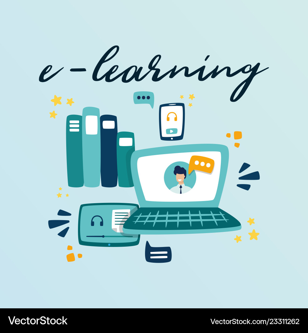 Multi-language on-line courses written e-learning Multi-language on-line courses written e-learning vector image