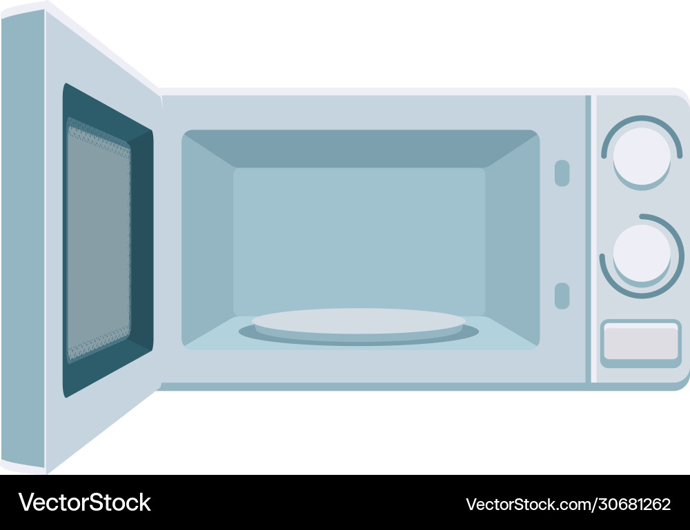 Open microwave with empty space inside front view Open microwave with empty space inside front view vector image