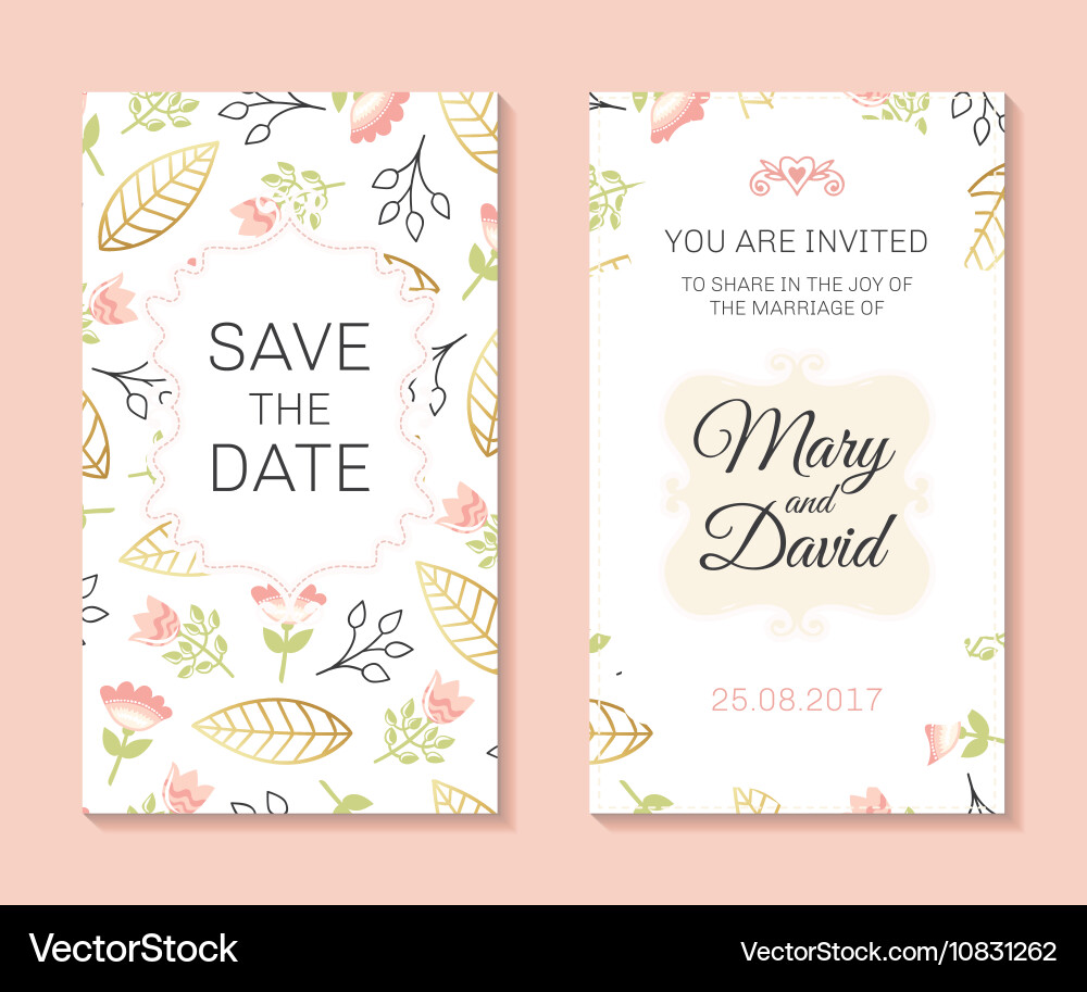 Romantic Wedding Card Template vector image