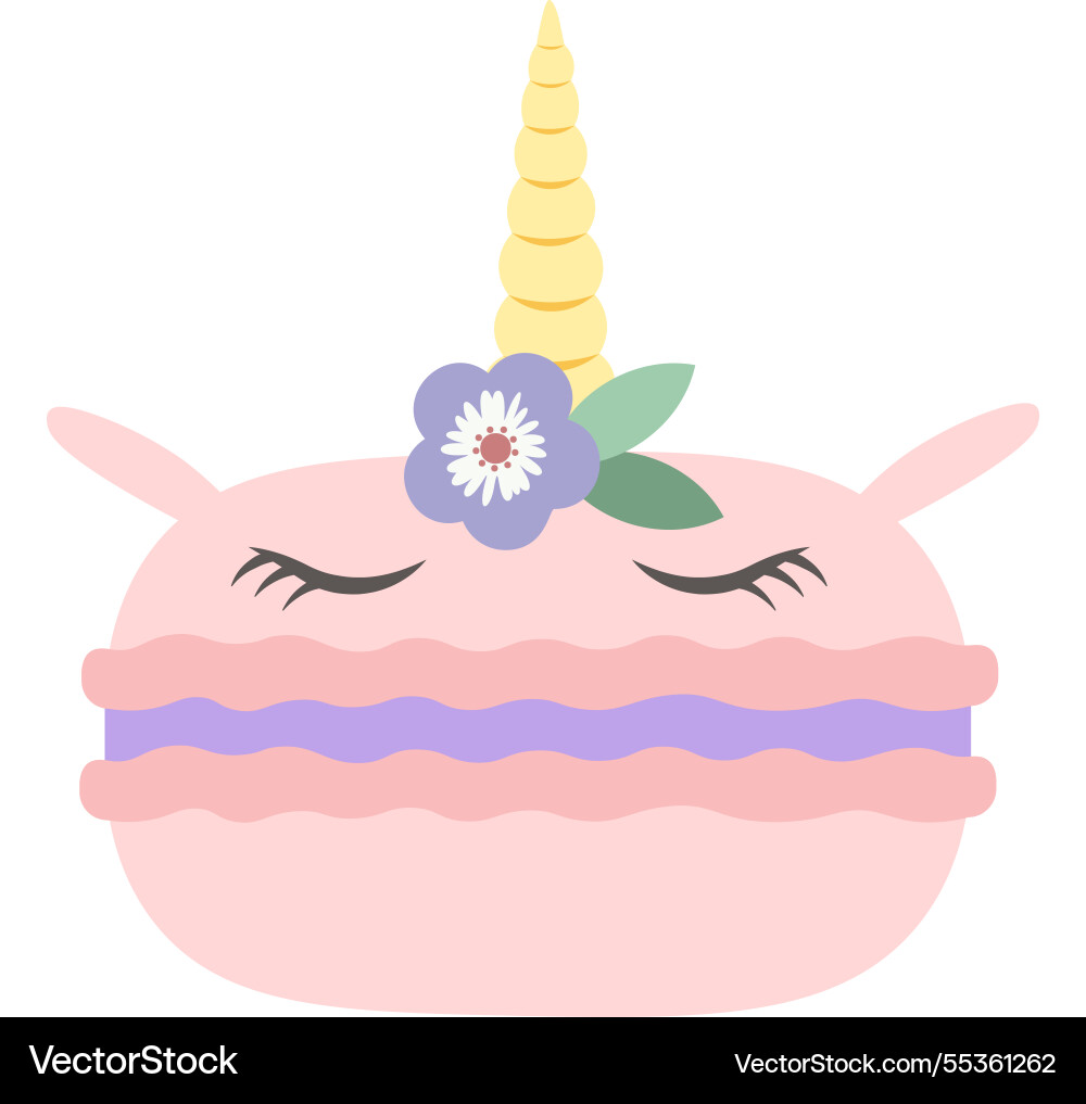 Süße rosa macaron mit einem whimsical eincorn Süße rosa macaron mit einem whimsical eincorn vektorbild