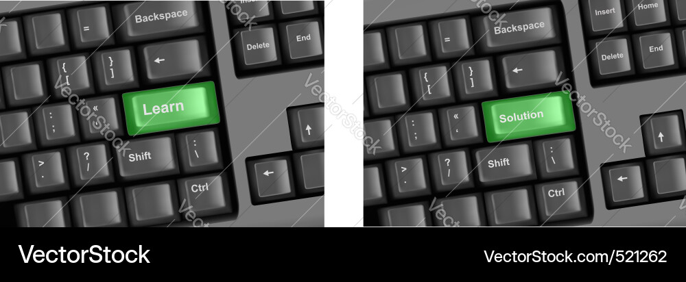 Set of keyboard with green key vector image