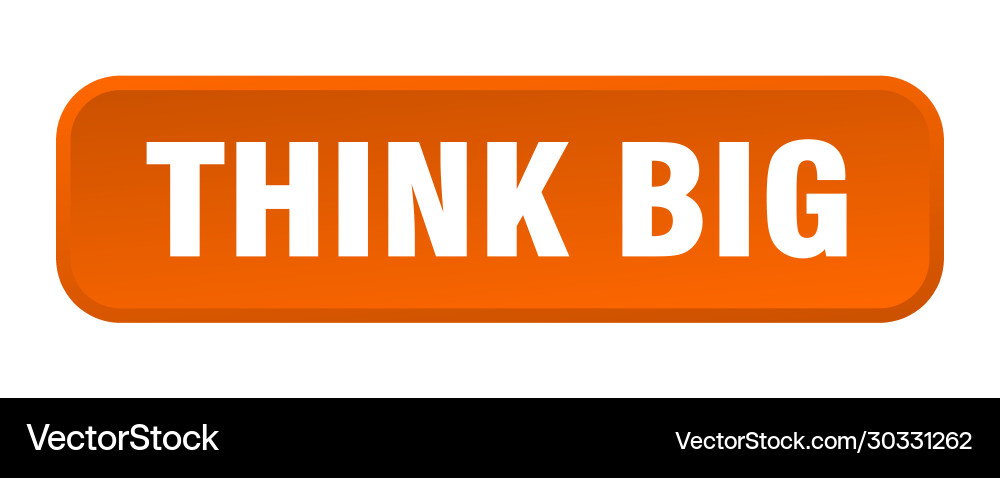 Think big button square 3d push vector image