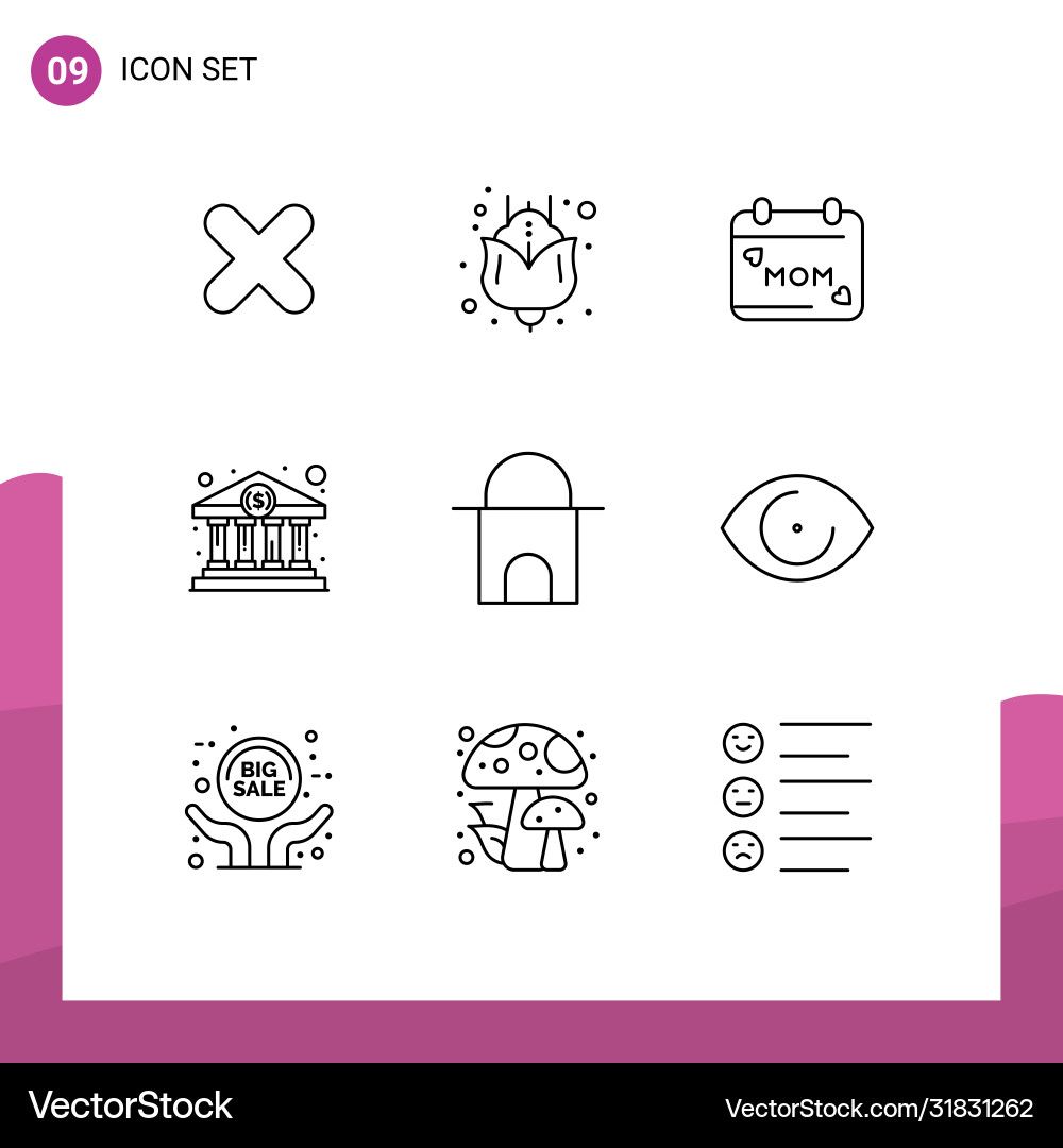 User interface pack 9 basic outlines Vector Image
