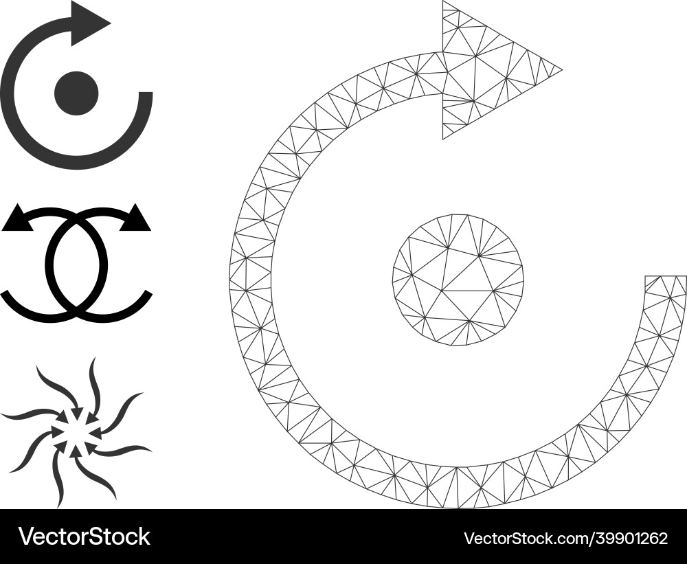 Web mesh rotate icon and source icons Web mesh rotate icon and source icons vector image