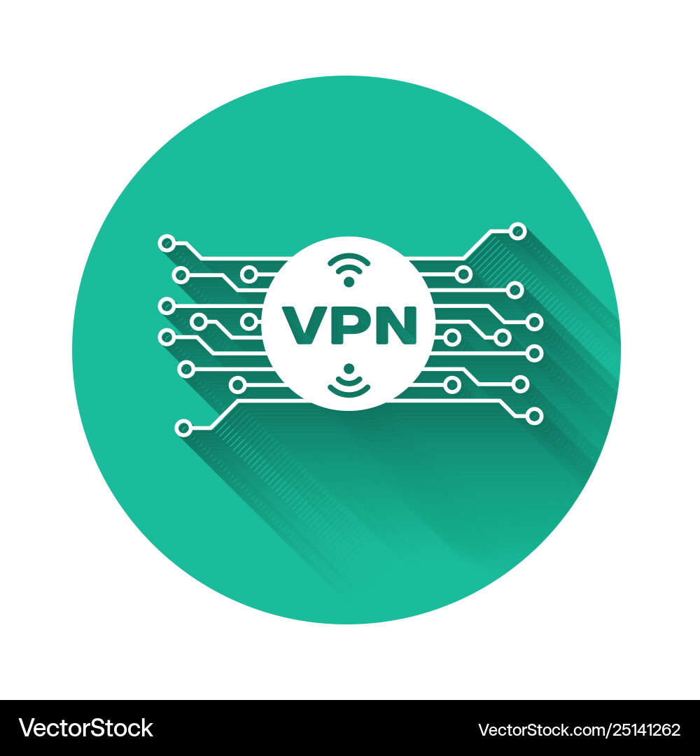 White vpn in circle with microchip circuit icon White vpn in circle with microchip circuit icon vector image