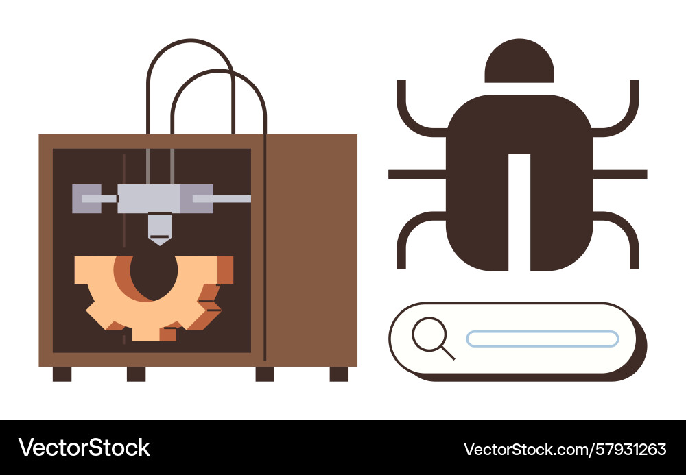 3d printing technology software bug and search 3d printing technology software bug and search vector image