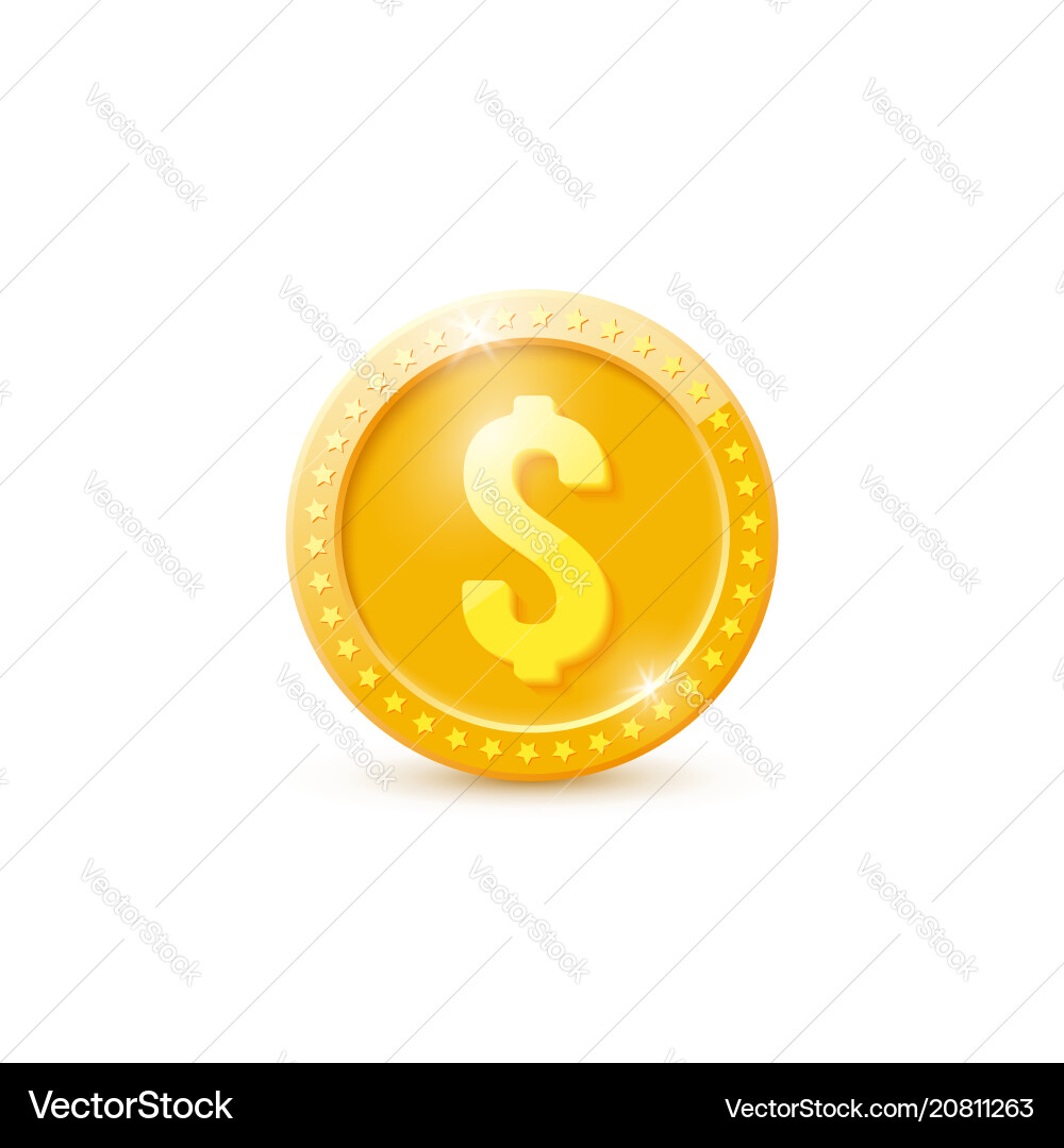 3d realistic gold dollar coin Vector Image