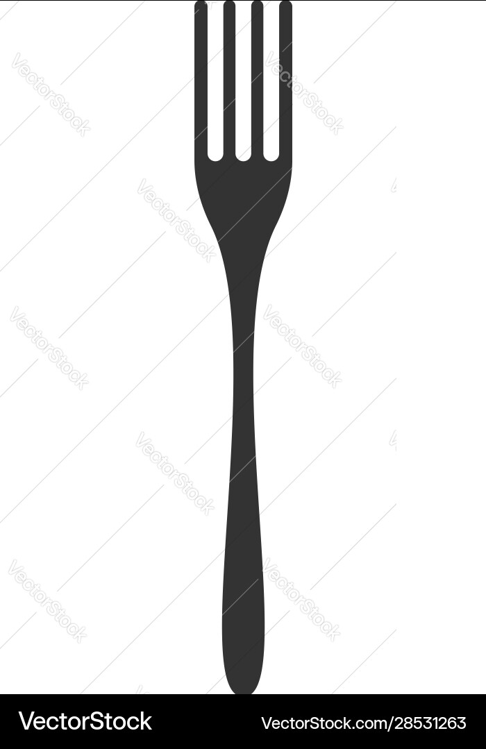 Black Fork Icon - Simple Silhouette Vector Image