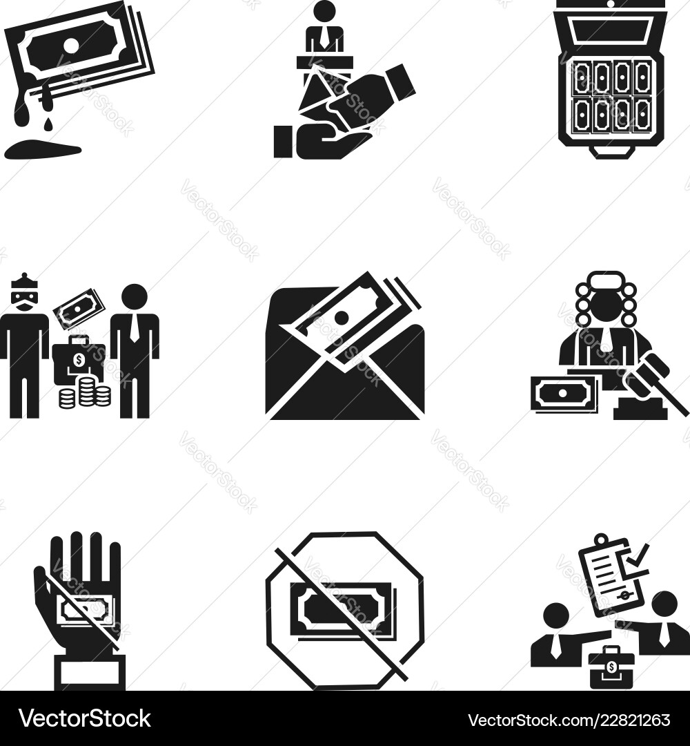 Corruption icon set simple style Corruption icon set simple style vector image