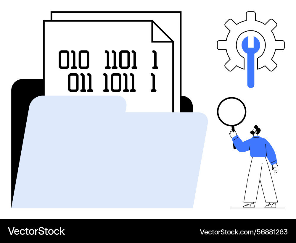 Digital file management with binary code Digital file management with binary code Vector Image