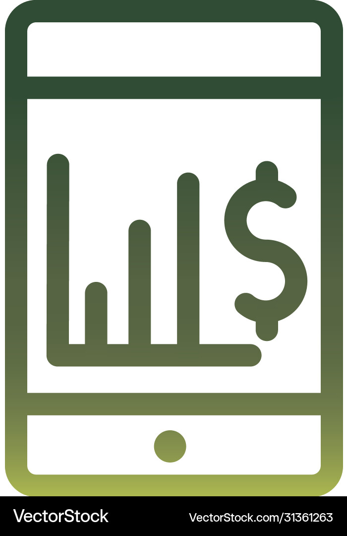 Dollar and bar chart inside smartphone gradient vector image