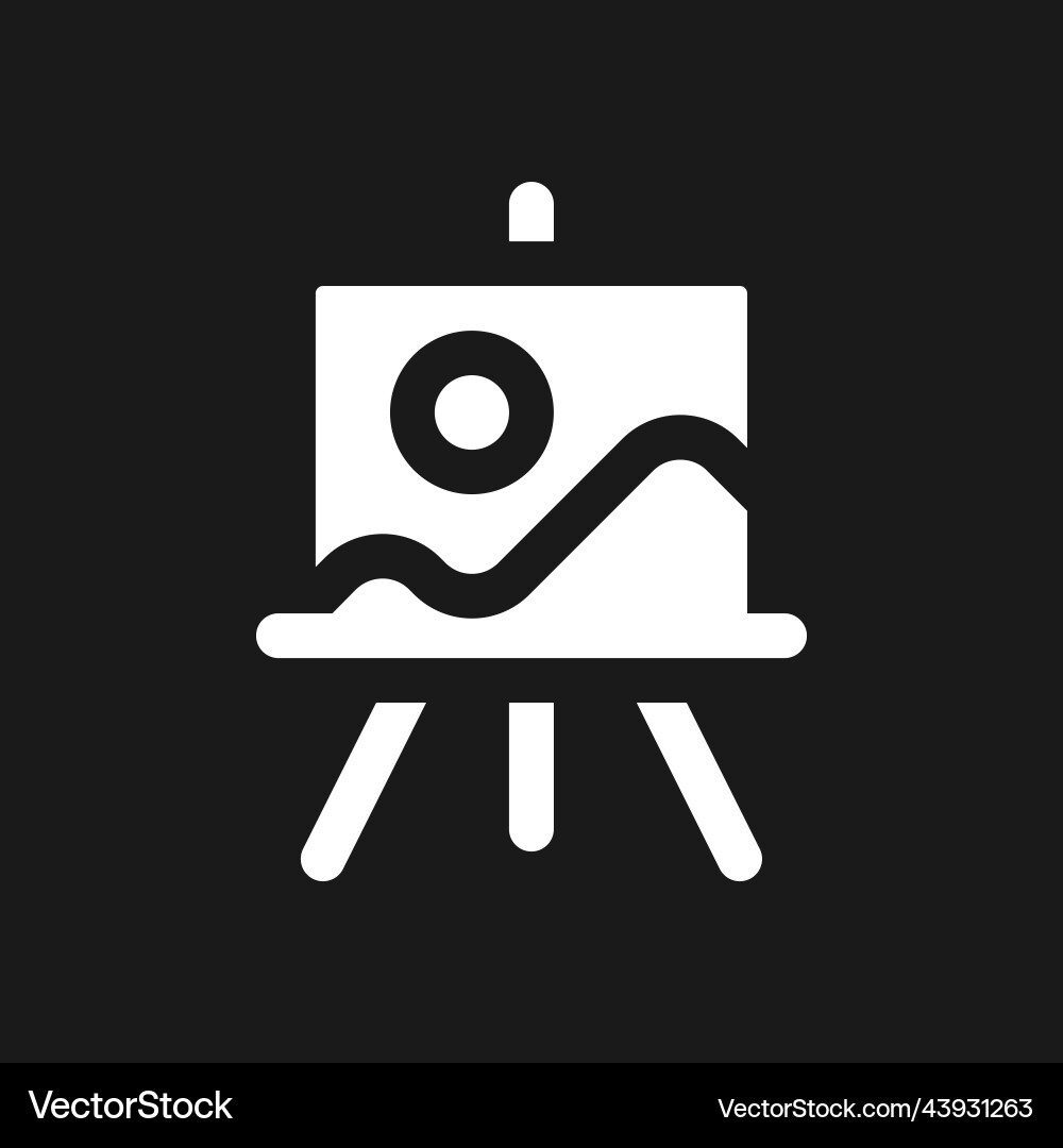 Easel stand for art class dark mode glyph ui icon Easel stand for art class dark mode glyph ui icon vector image