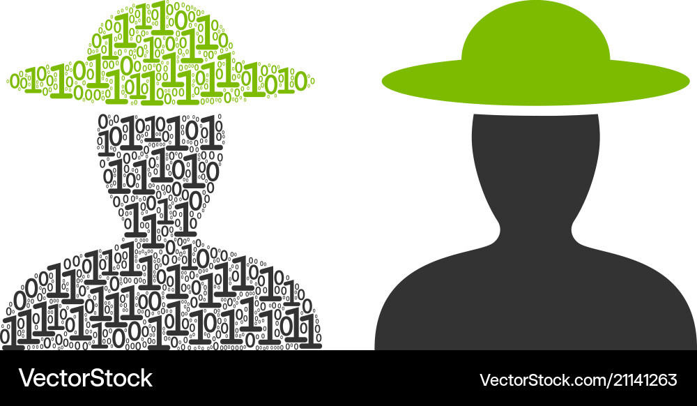 Farmer person composition of binary digits vector image