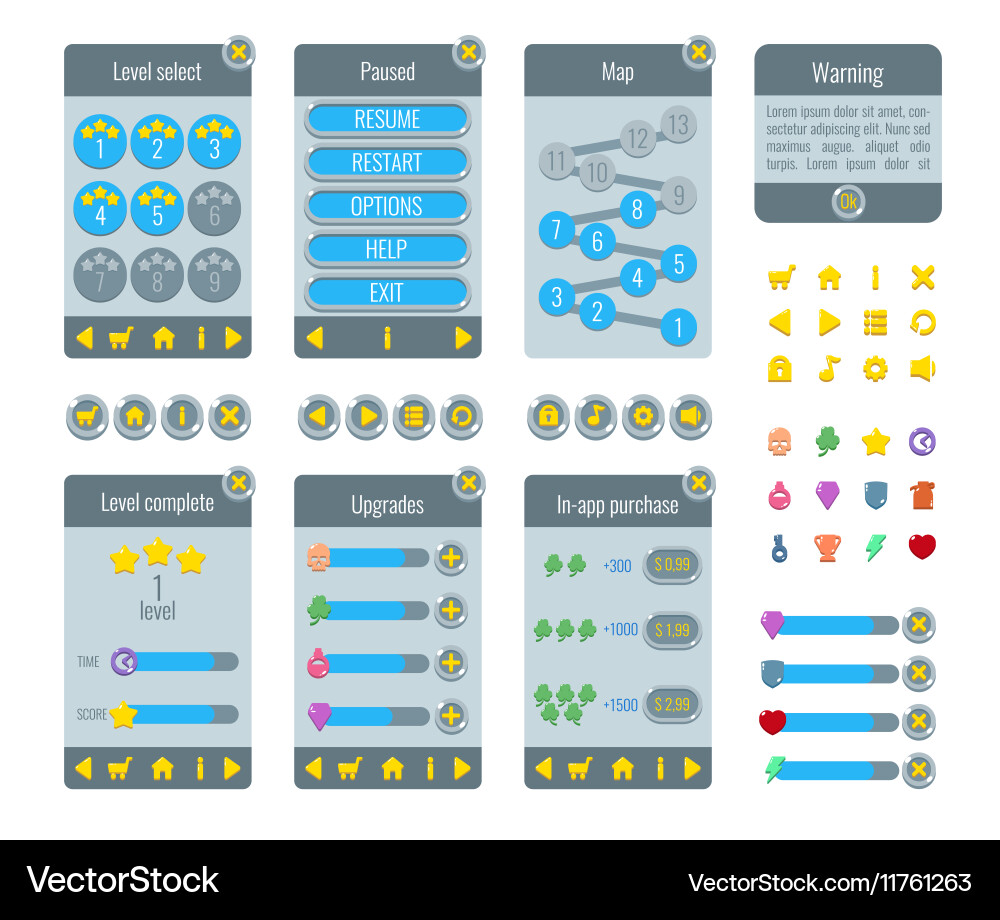 Game UI Elements - Level Select & More vector image