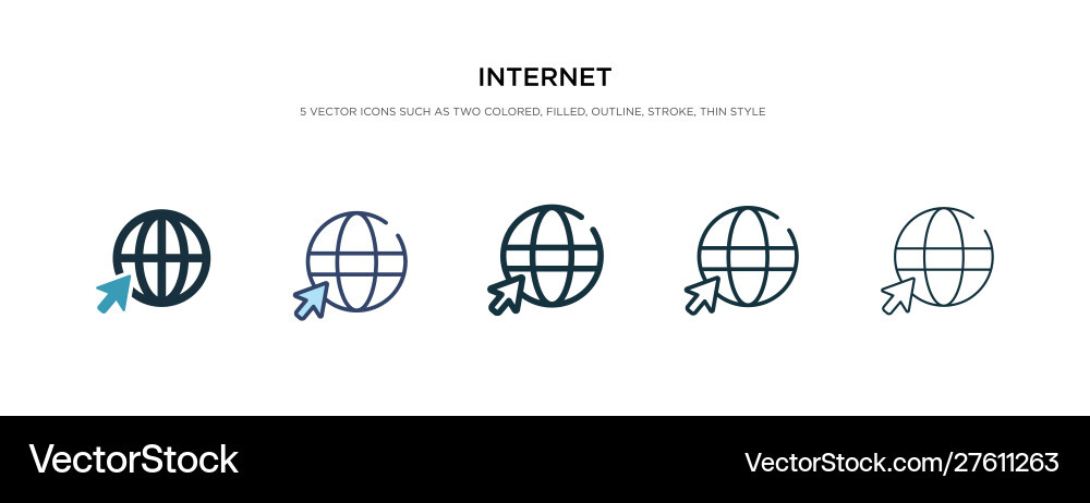 Internet icon in different style two colored vector image