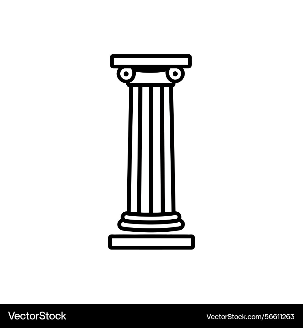 Ionic column outline icon on transparent vector image