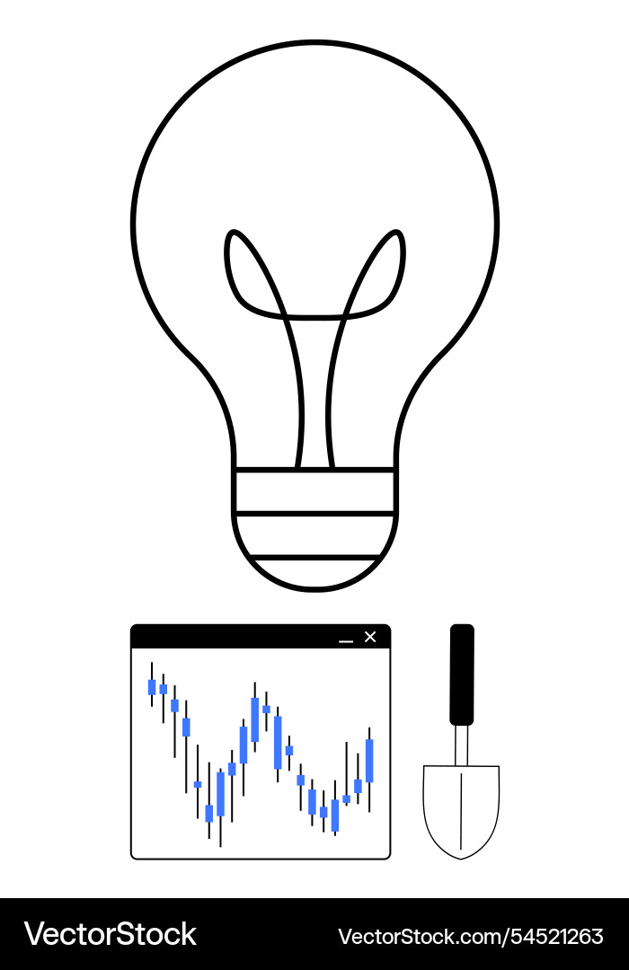 Lightbulb candlestick chart window and small Vector Image