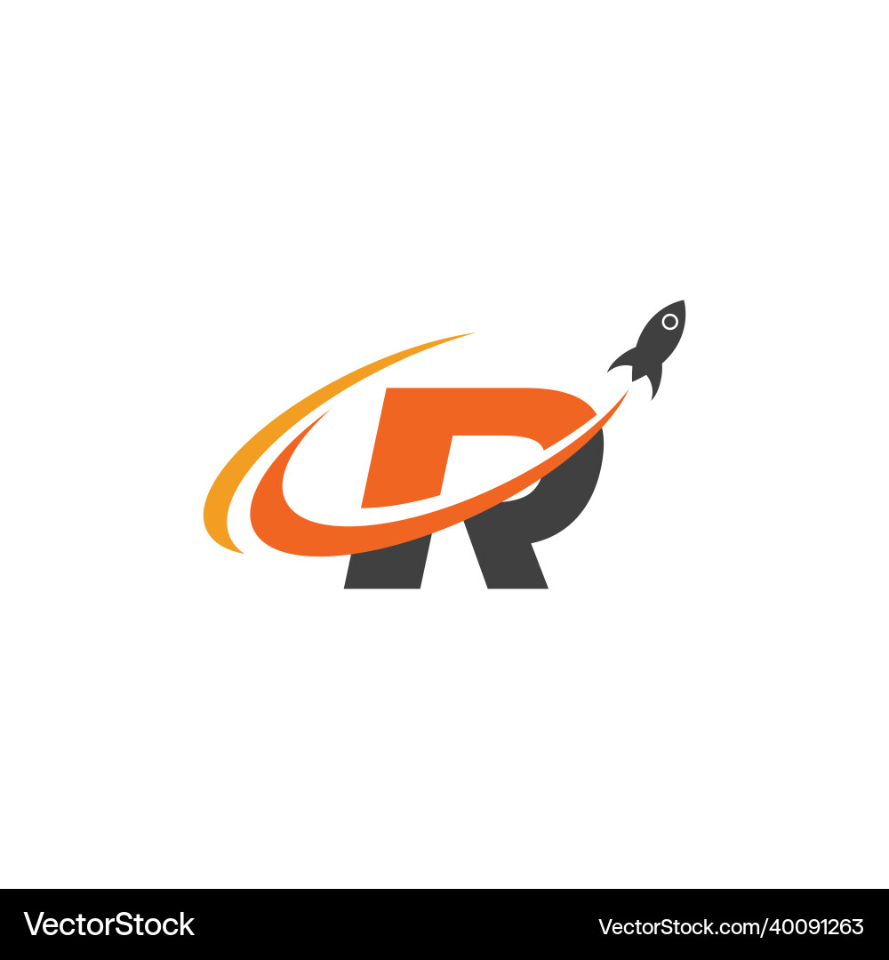 R-Brief mit Rakete Icon Design Vektorbild