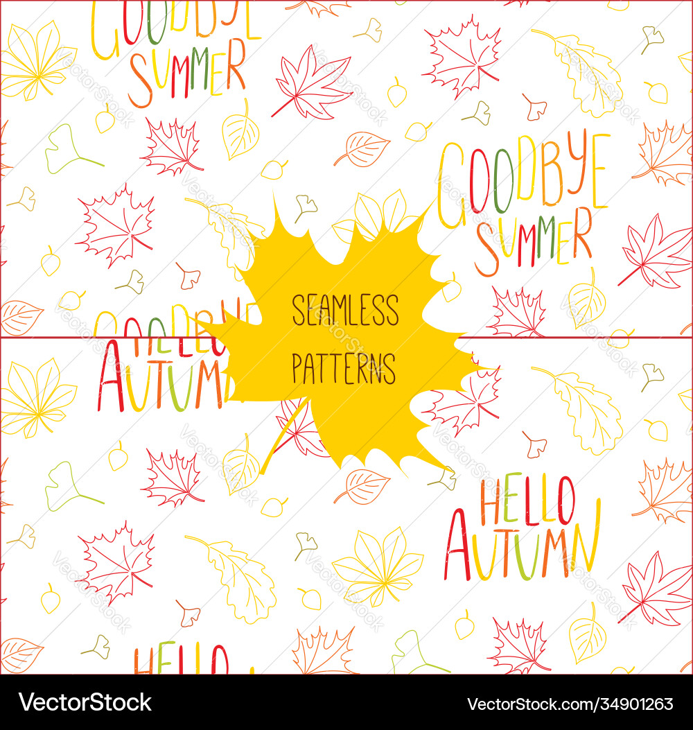 Set autumn patterns Set autumn patterns Vector Image