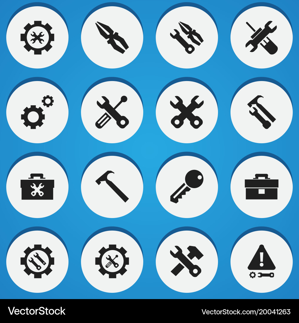 Set of 16 editable toolkit icons includes symbols vector image