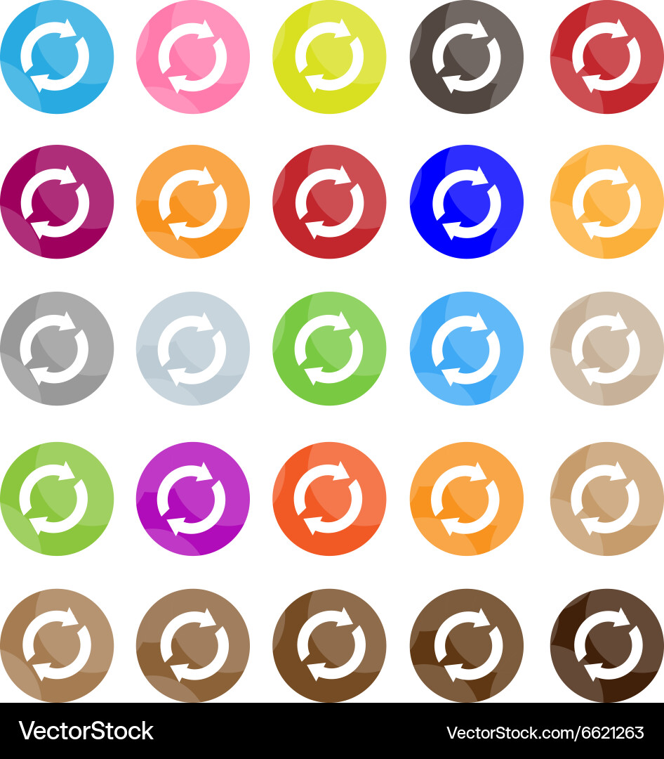 Set of 16 reset icons or refresh buttons Vector Image