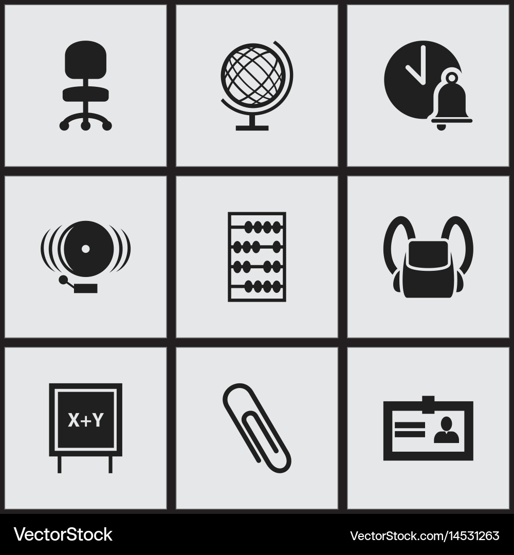 Set of 9 editable university icons includes Vector Image