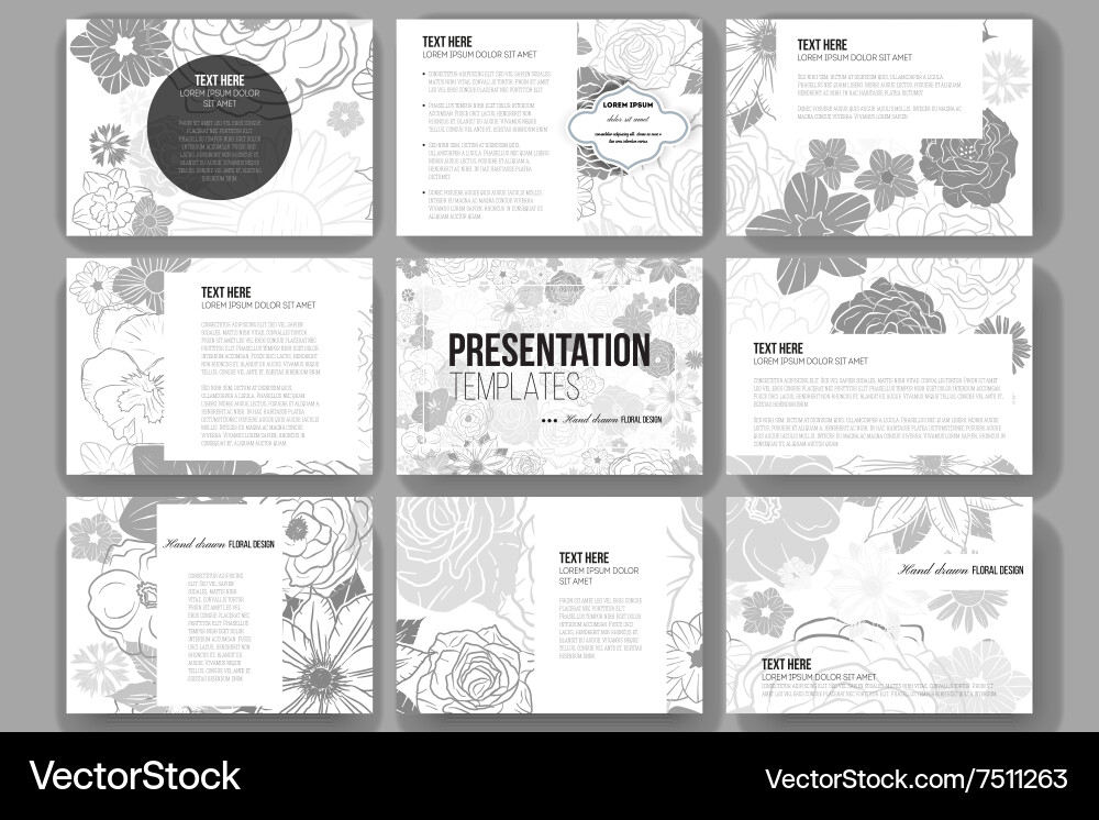 Set of 9 templates for presentation slides hand Vector Image
