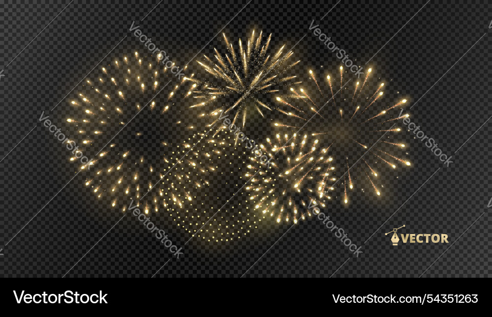 Shiny golden fireworks explosion isolated holiday Shiny golden fireworks explosion isolated holiday vector image