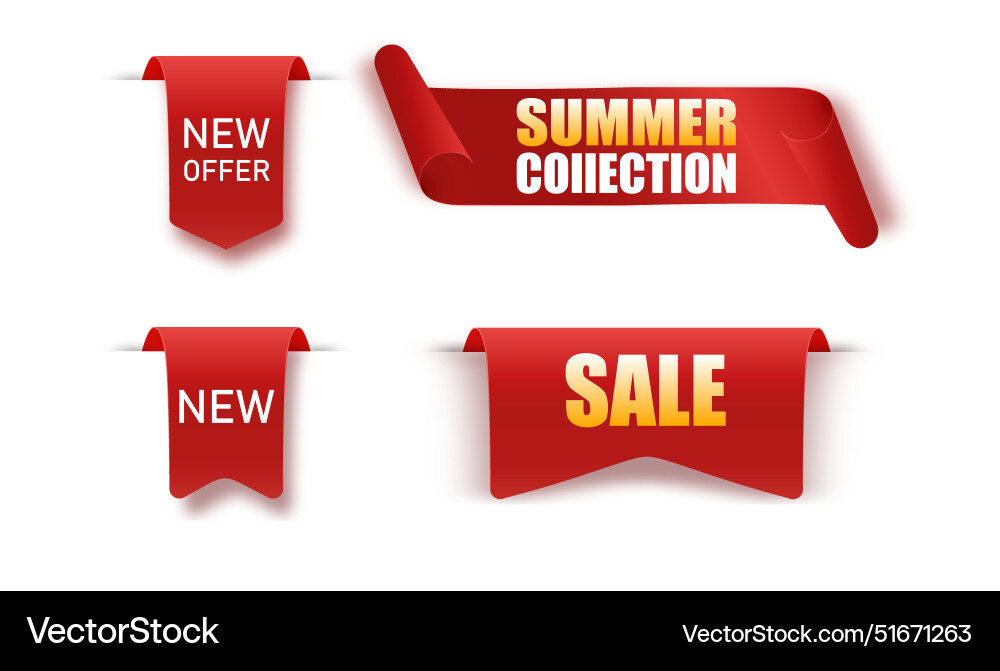 Summer collection price tags ribbon Royalty Free Vector