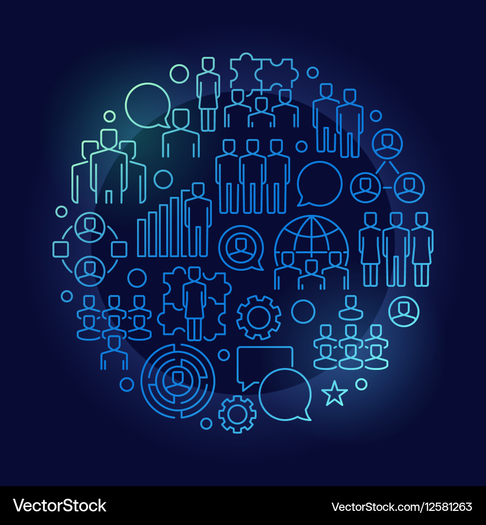 Teamwork Circular Icon Set Vector Image