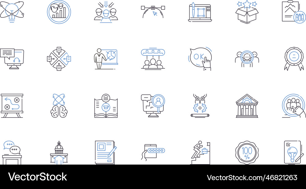 Tutoring service line icons collection educate Tutoring service line icons collection educate Vector Image