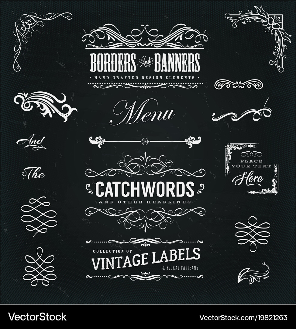 Vintage Chalkboard Borders & Frames vector image