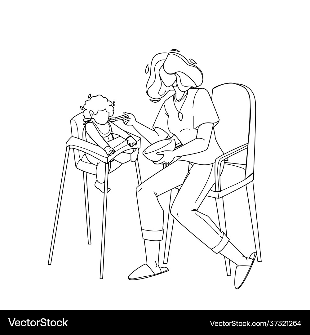 Baby eating food breakfast with appetite Baby eating food breakfast with appetite vector image