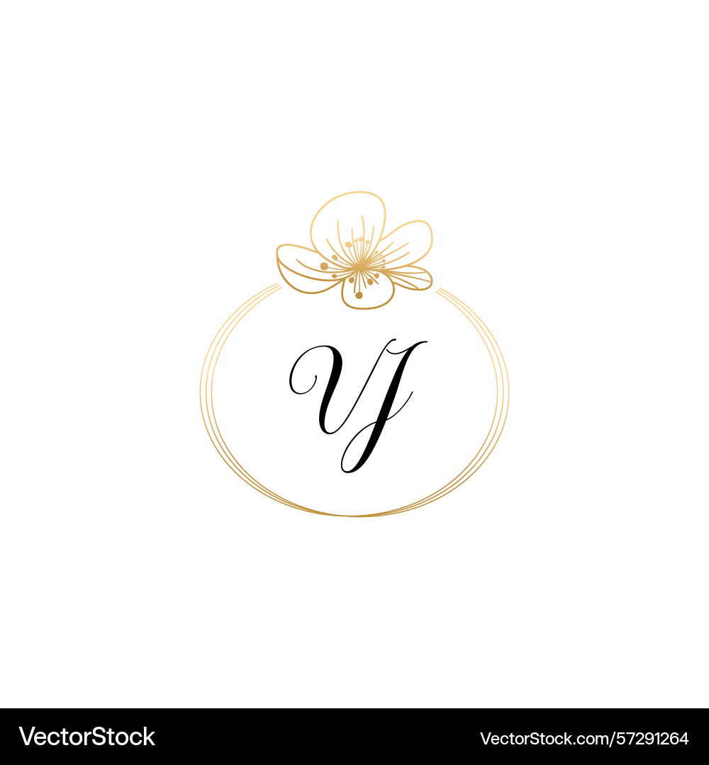 Botanical monogram logos with initial vj Vector Image