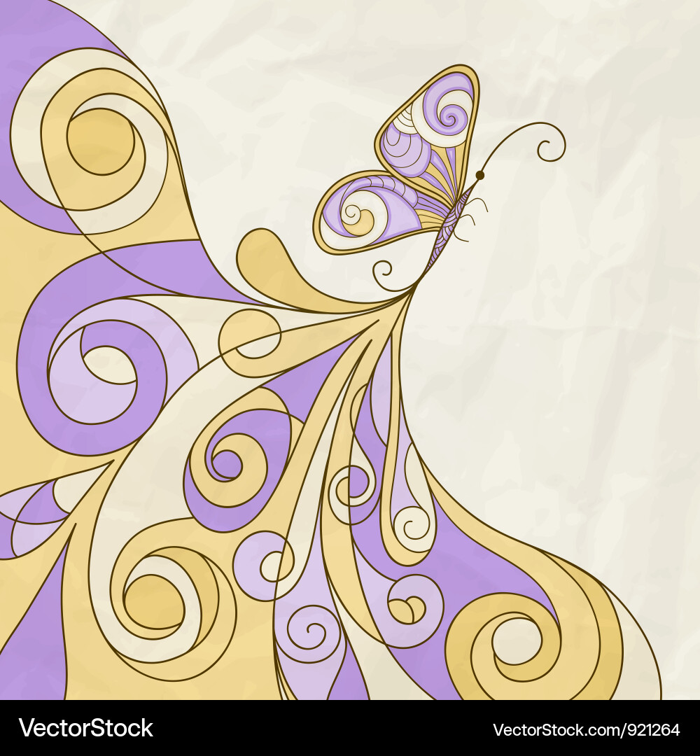Butterfly and abstract pattern crumpled paper text Vector Image