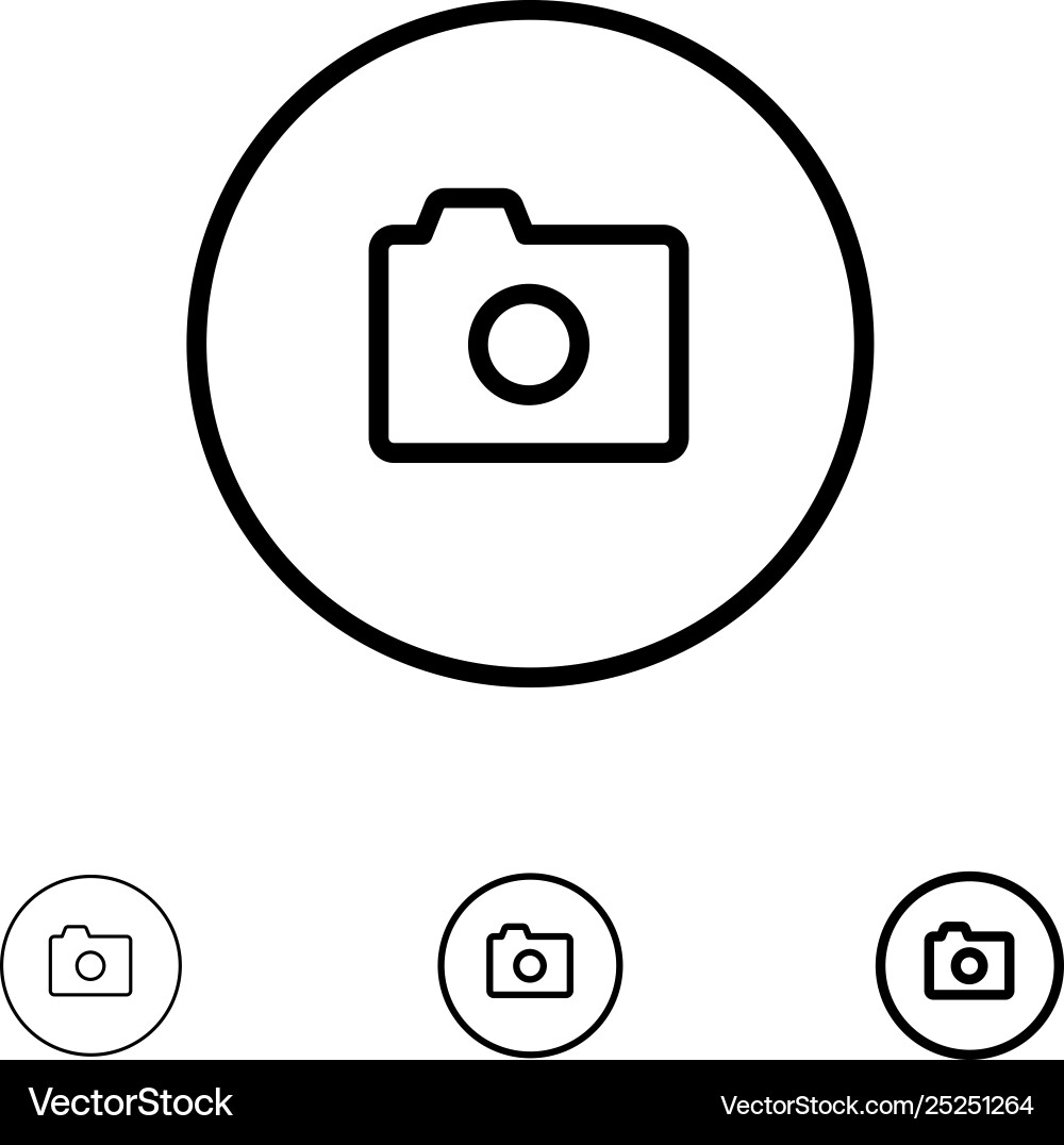 Camera image basic ui bold and thin black line Vector Image