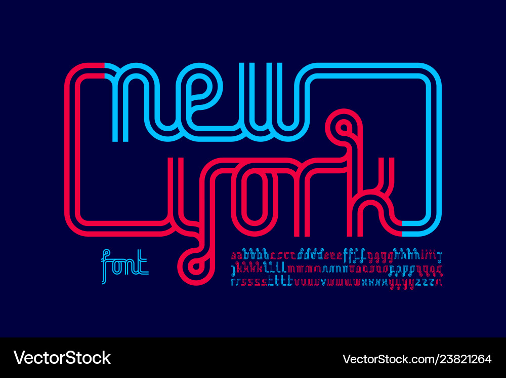 Continuous line font inline alphabet Continuous line font inline alphabet vector image