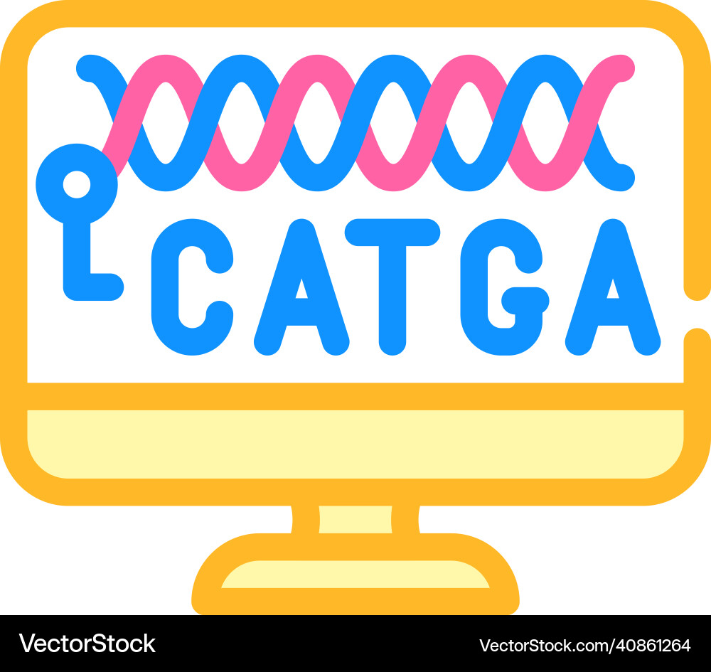 Dna on computer screen color icon Dna on computer screen color icon vector image