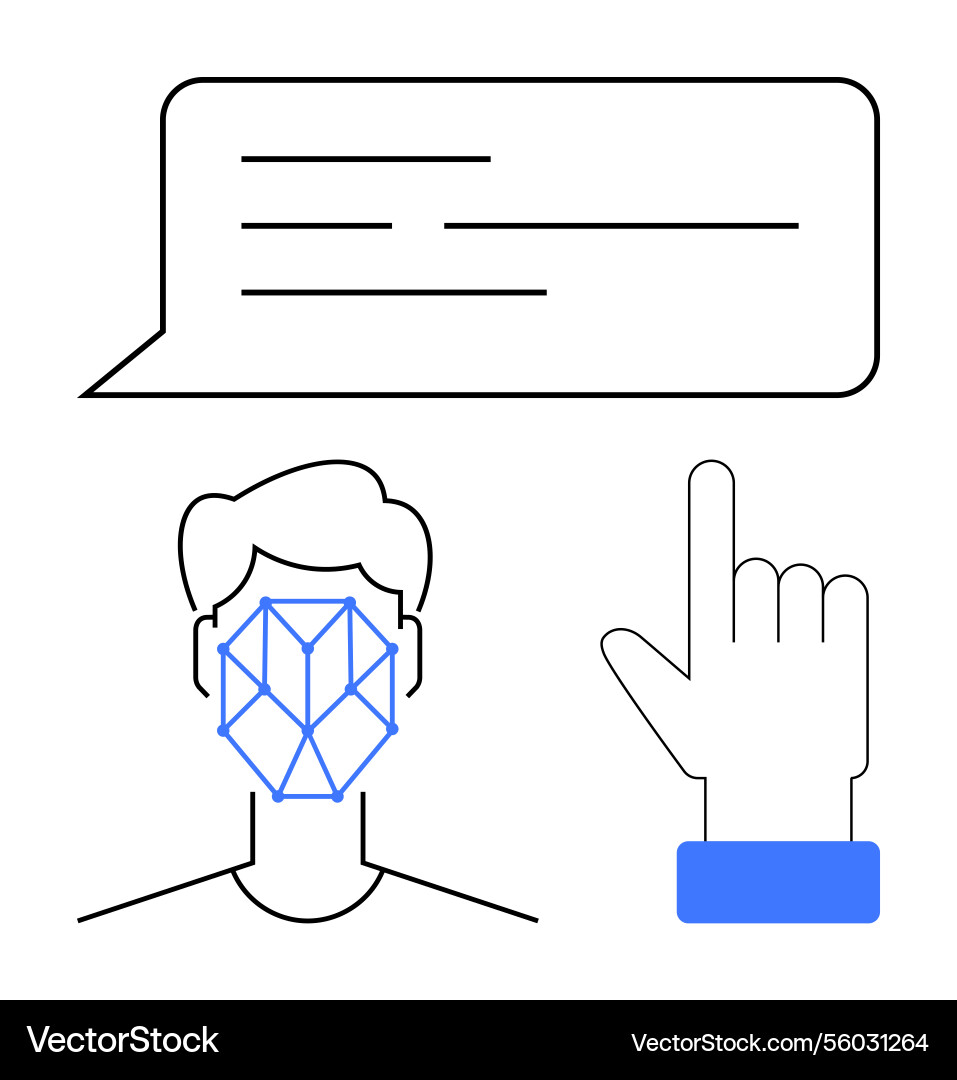 Face recognition technology with digital interface vector image