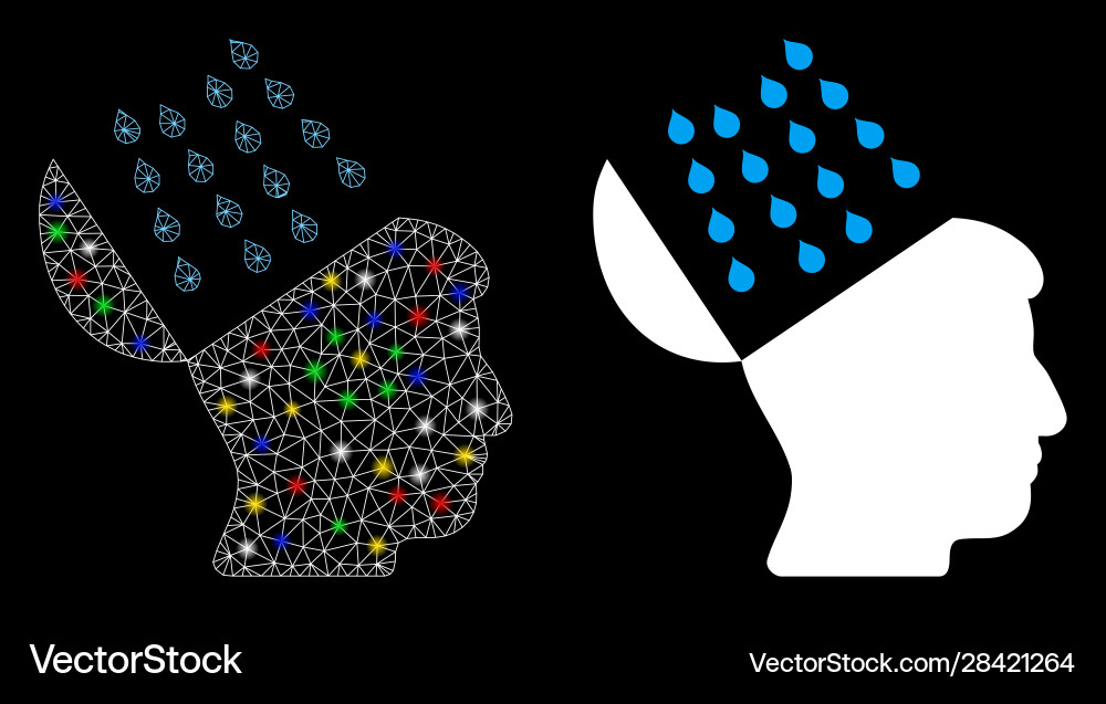 Flare mesh carcass brain shower icon with Vector Image