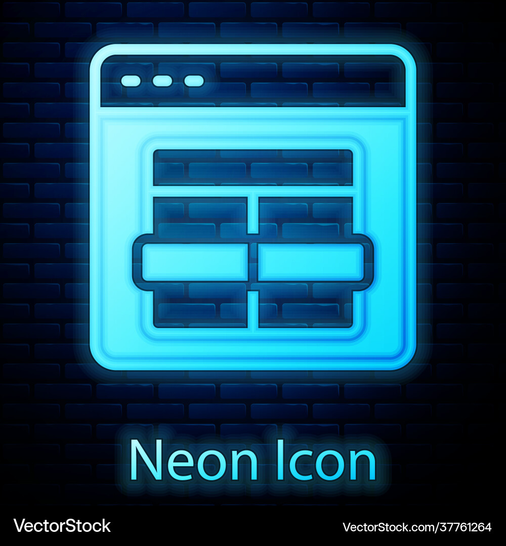 Glowing neon mysql code icon isolated on brick Glowing neon mysql code icon isolated on brick vector image