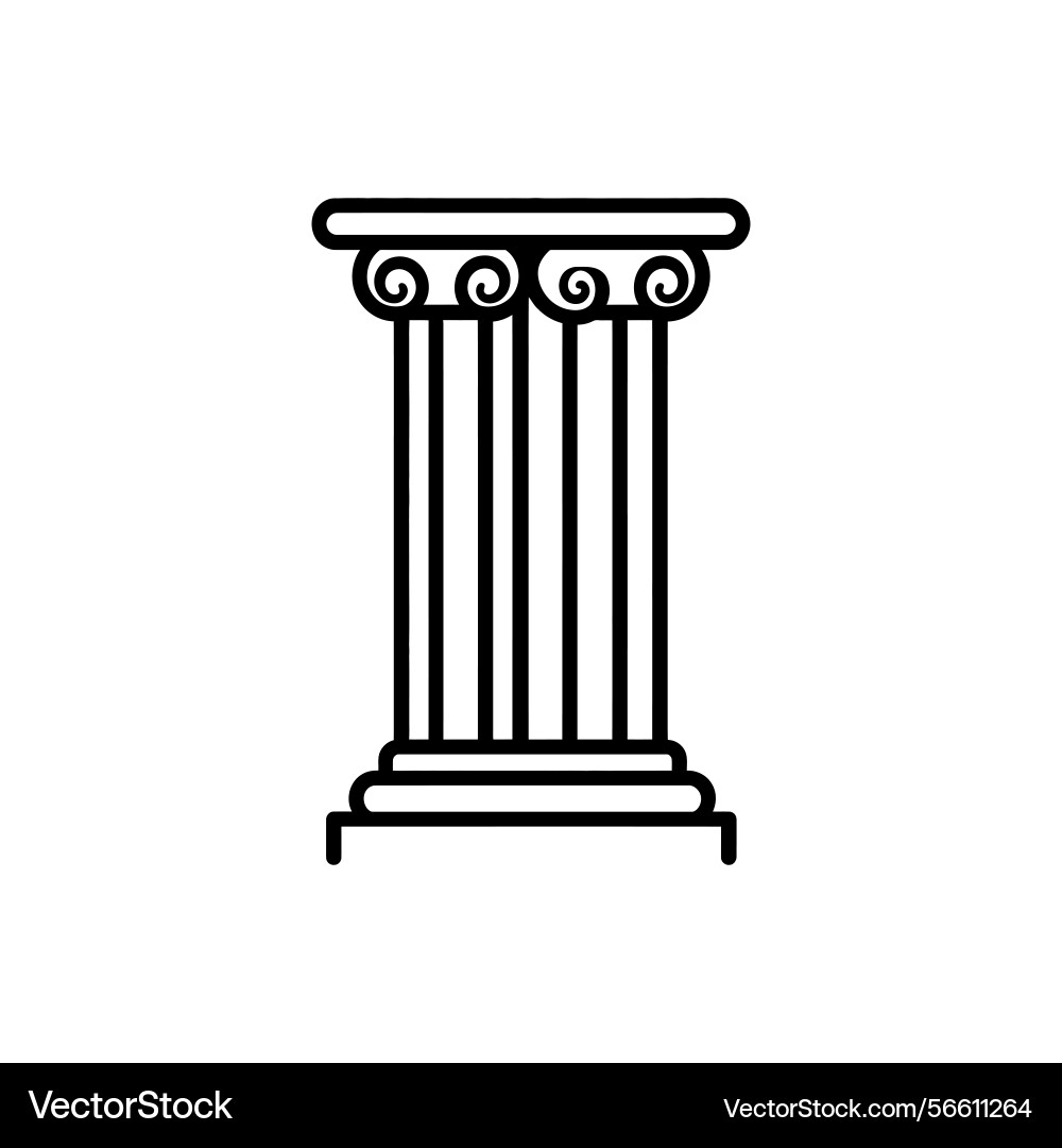 Ionic order column minimalist black line art Vector Image
