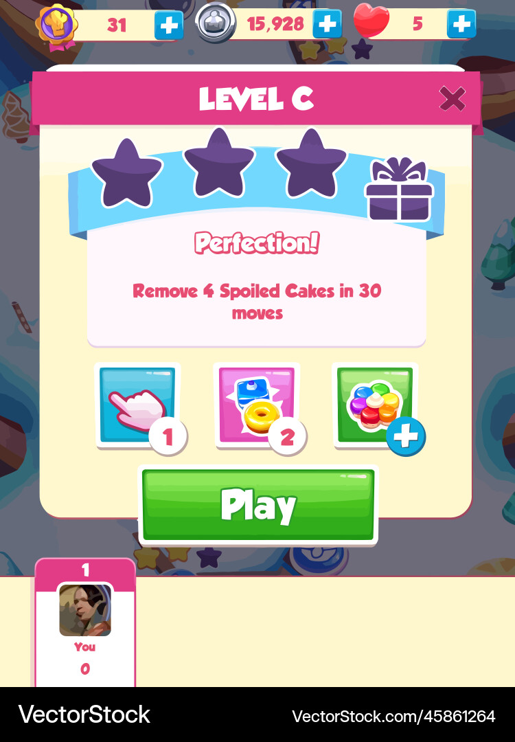 Komplettes Set von Level-Taste Spiel ui Pop-up-Symbol Vektorbild