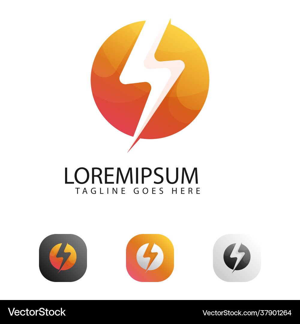 Lightning bolt in a circle modern logo Lightning bolt in a circle modern logo vector image