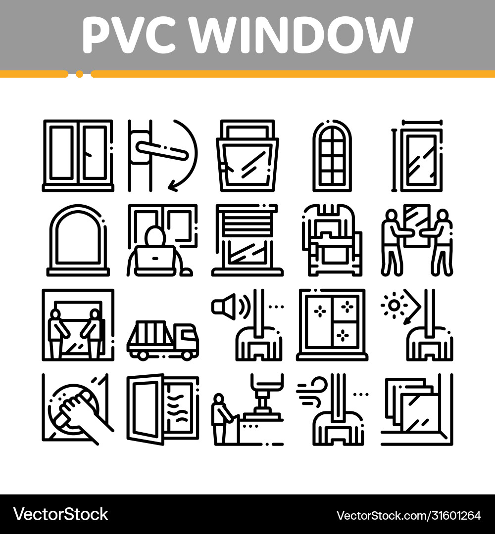 Pvc window frames collection icons set Pvc window frames collection icons set vector image