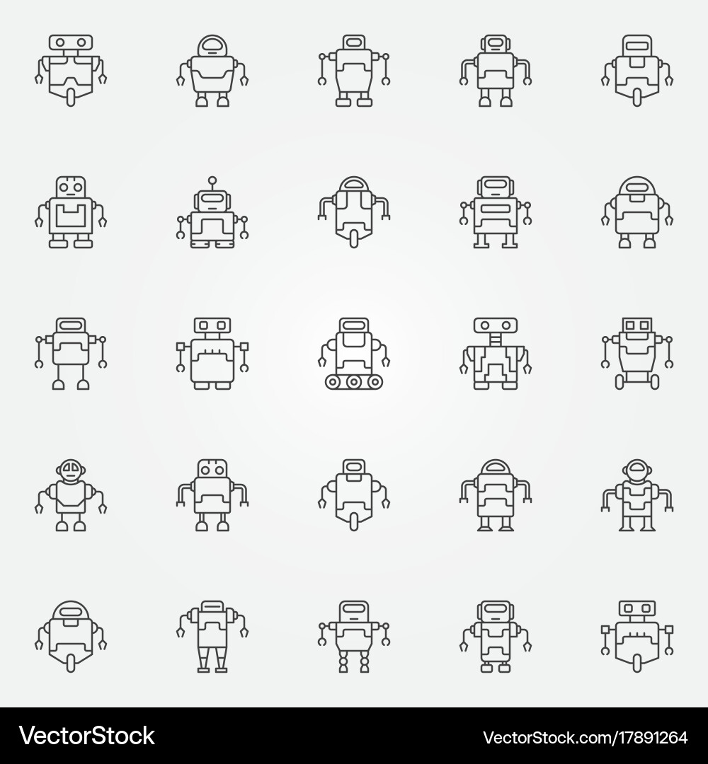 Robot icons set robots concept symbols vector image