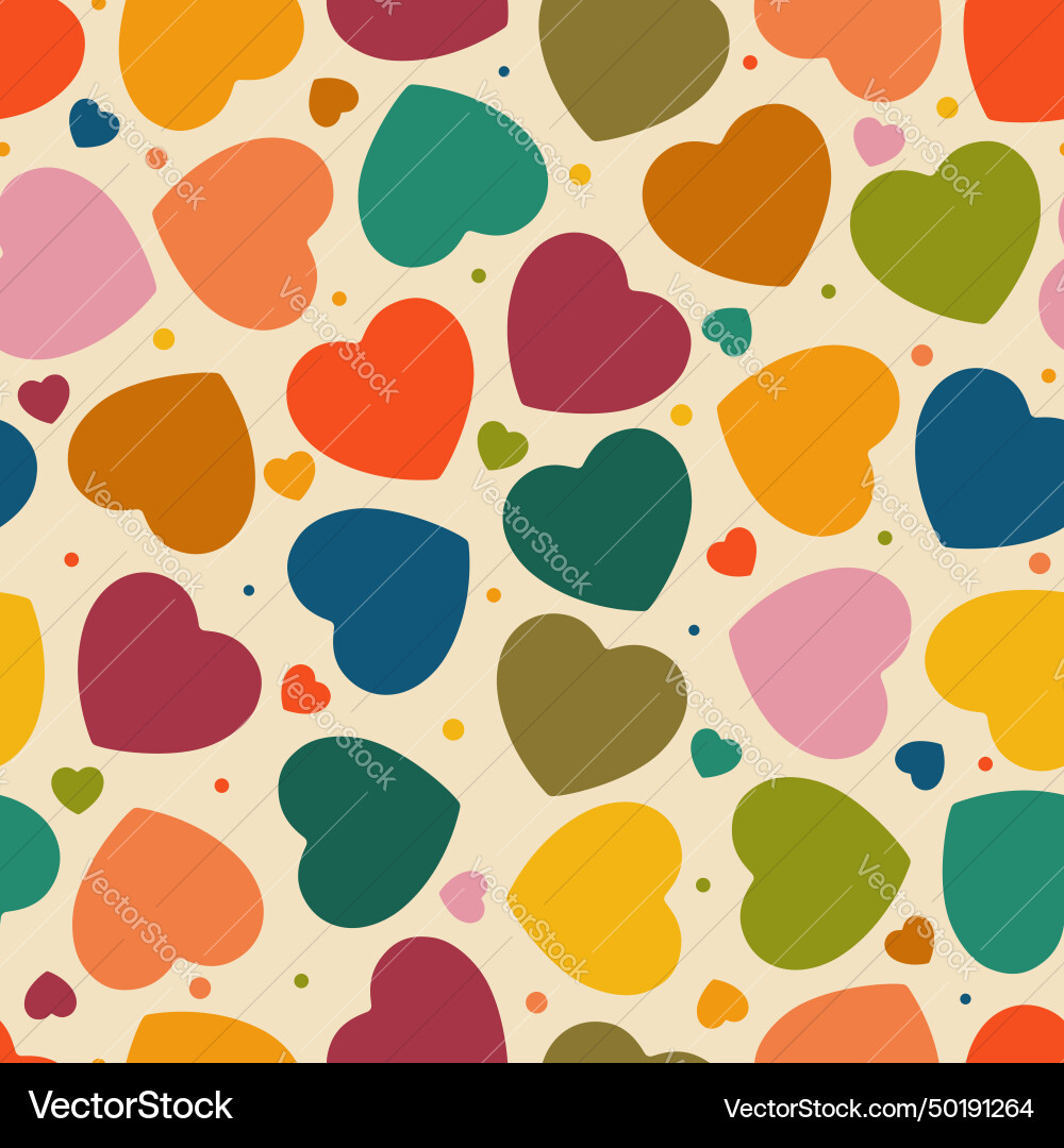 Seamless pattern with hearts of different colors Seamless pattern with hearts of different colors Vector Image